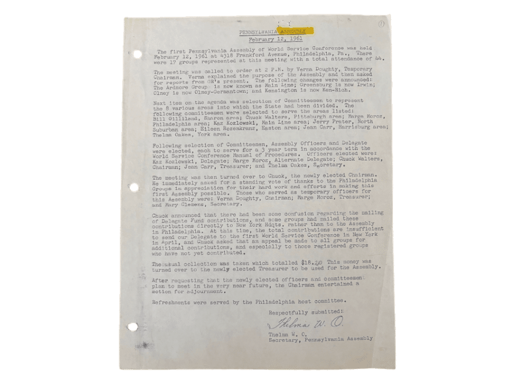 First PA Assembly 1961